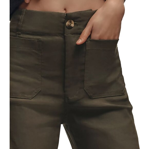 Anthropologie Maeve The Colette Magic Fabric Cropped Wide Leg Pant Fern Size 31 - Picture 6 of 11